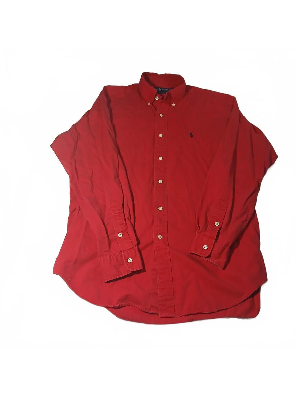Ralph Lauren Blake Red Button Down Shirt Medium Cotton Preppy Classic